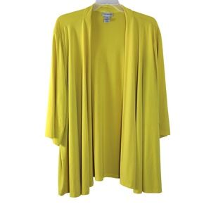 Catherines Plus Size 4X Open Front Cardigan Duster Lightweight Chartreuse Spring